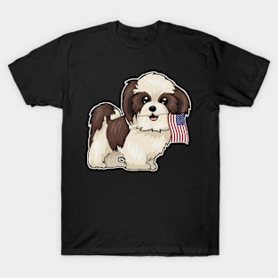 American Flag Shih Tzu Dog Love T-Shirt